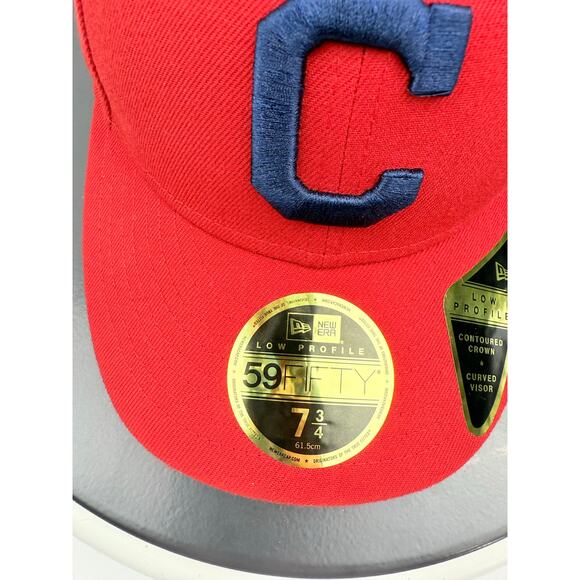 New Era 59Fifty Cleveland Indians Low Profile Size 7 3/4 Red Fitted Hat Cap NEW - Picture 3 of 8